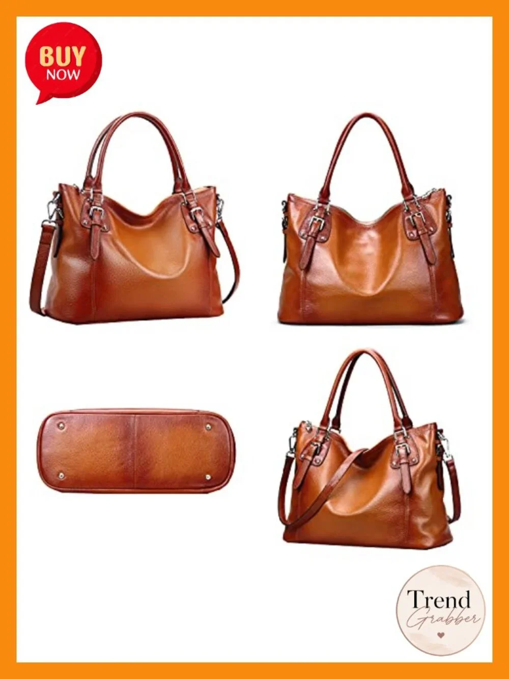 HESHE Leather Tote Bag Shoulder Handbag Satchel Purse